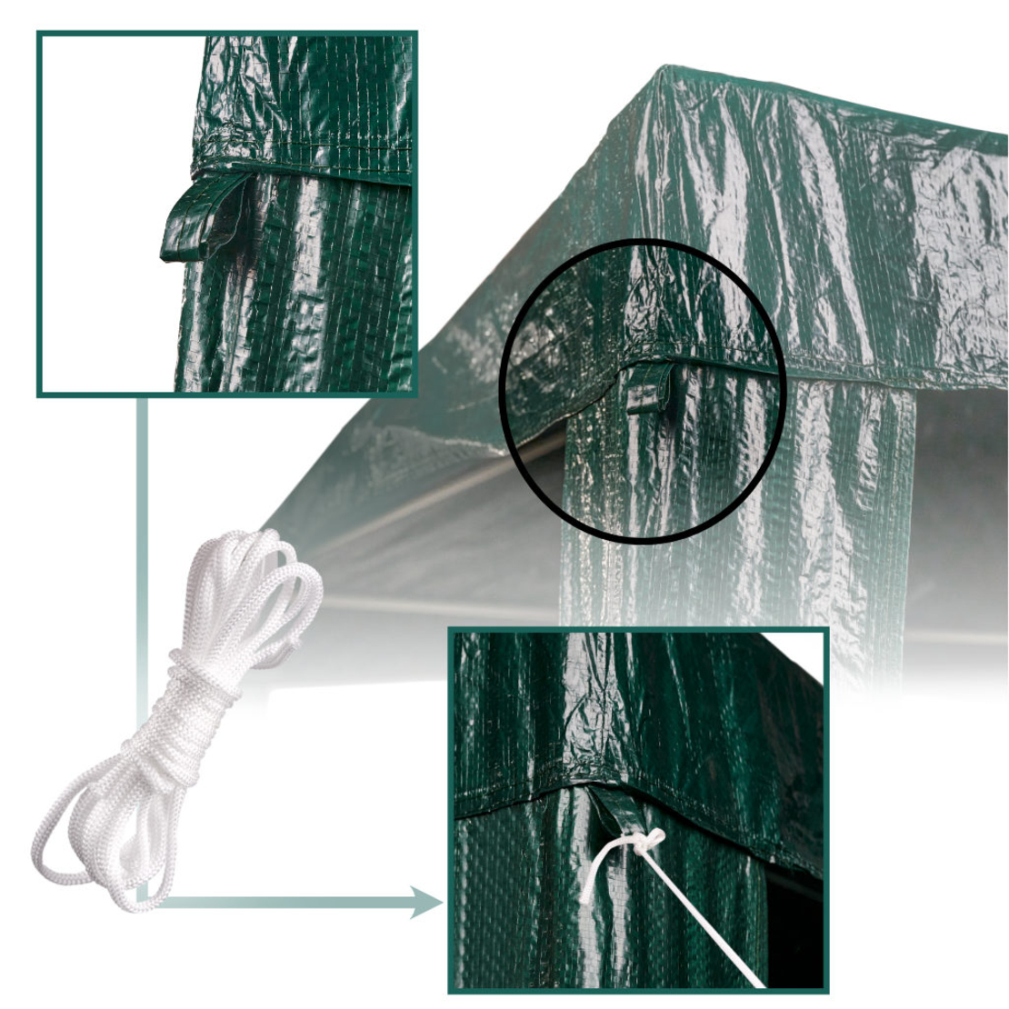Pavilion gradina 200x200x240 cm, structura metalica, acoperis PE 90g/mp, verde