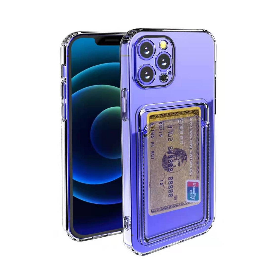 Husa protectie Vafy cu suport card compatibila cu Samsung Galaxy S21 Ultra Transparent