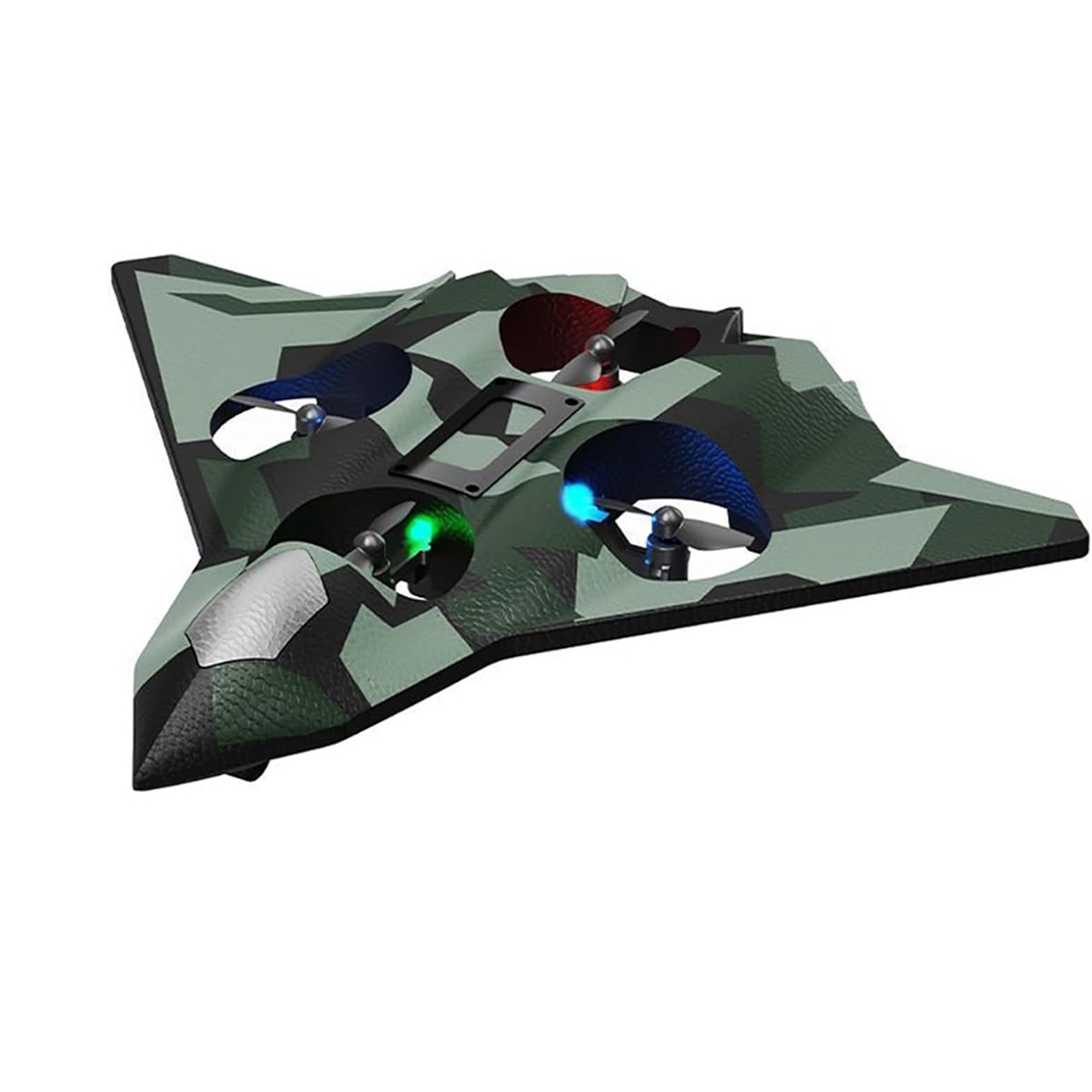 Avion de Lupta cu Telecomanda, Flippy, Tip Drona, din EVA (Spuma), cu Telecomanda, Incarcare USB, 2.4 GHz, Rotire 360°, Zbor pana la 100 m, LED, 24 x 25.5 x 4.2 cm, Model Army, Verde