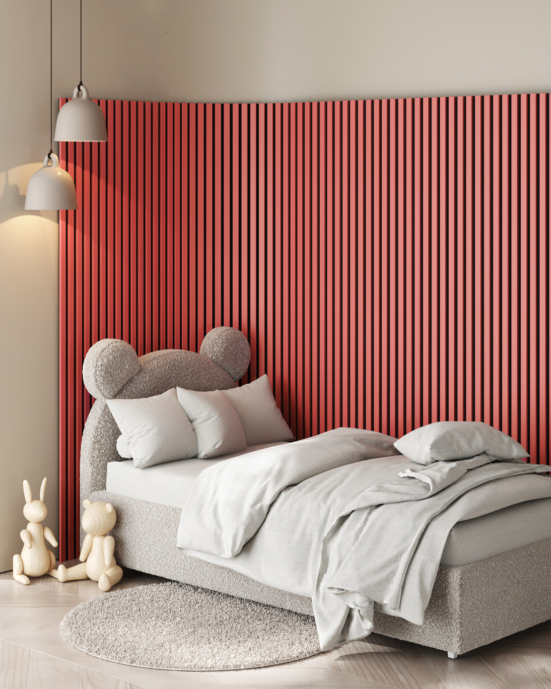 Riflaj MDF decorativ LDA PREMIUM de tip Panou Acustic, Coral, 260x40 cm