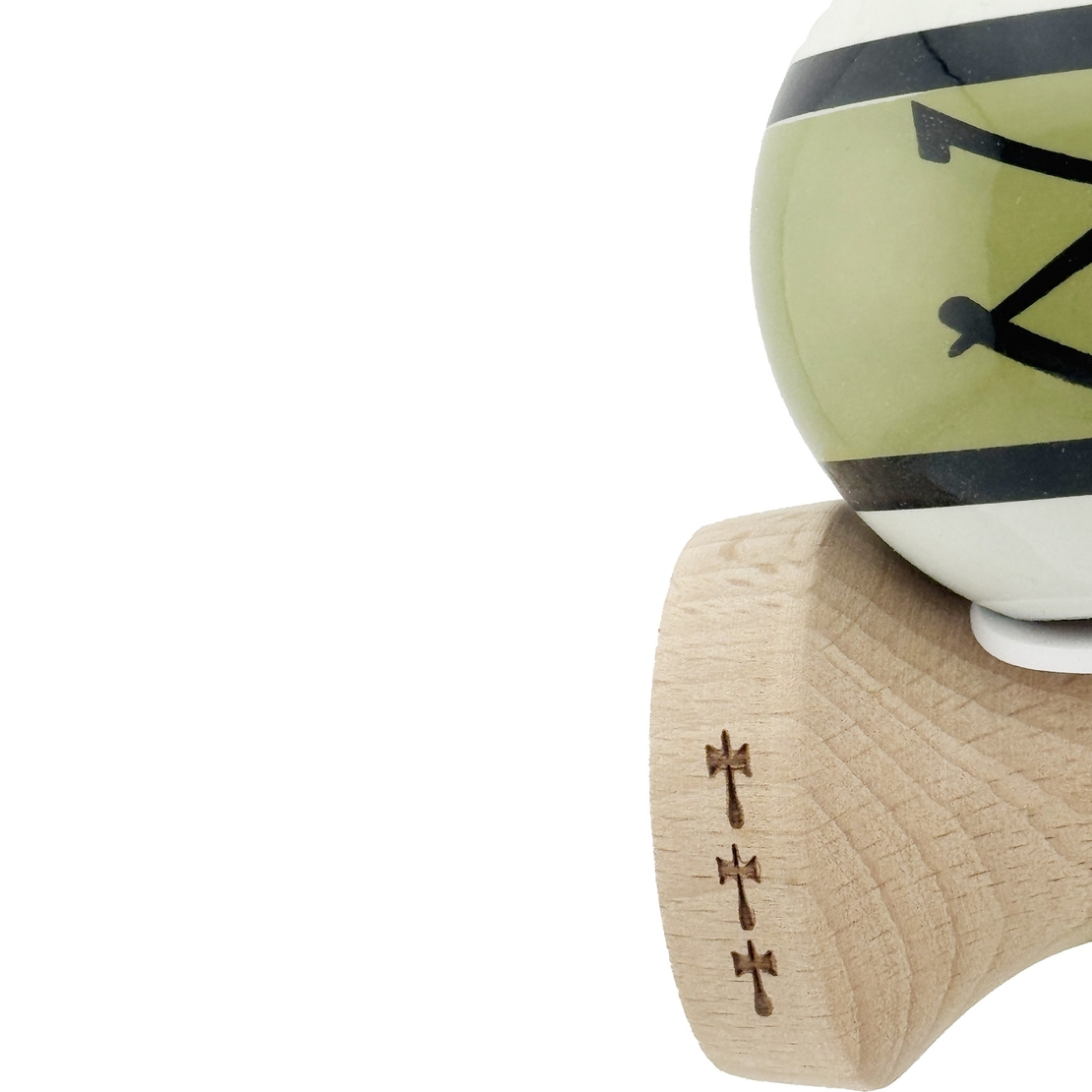 Kendama X Zen Series Originala, Profesionala, Flippy, Cupe Mari KING SIZE V3, Super Sticky, Gaura in Baza, Rulment Metalic, din lemn 18 cm, Ata 62/65 cm, Verde