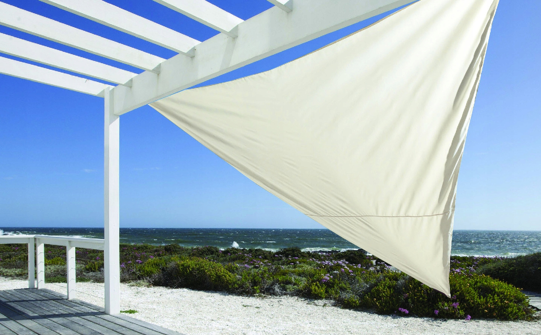 Copertina prelata de soare, triunghiulara, impermeabila, cu protectie UV, 360x360x360 cm, bej
