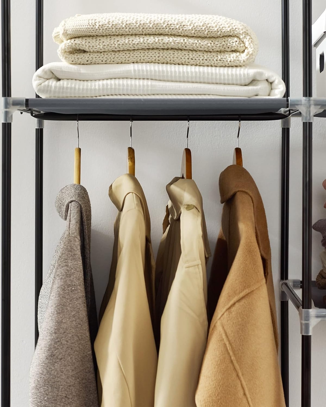 SONGMICS Garderoba pentru depozitarea hainelor, din material textil, cu 3 compartimente, 45x150x175cm, gri