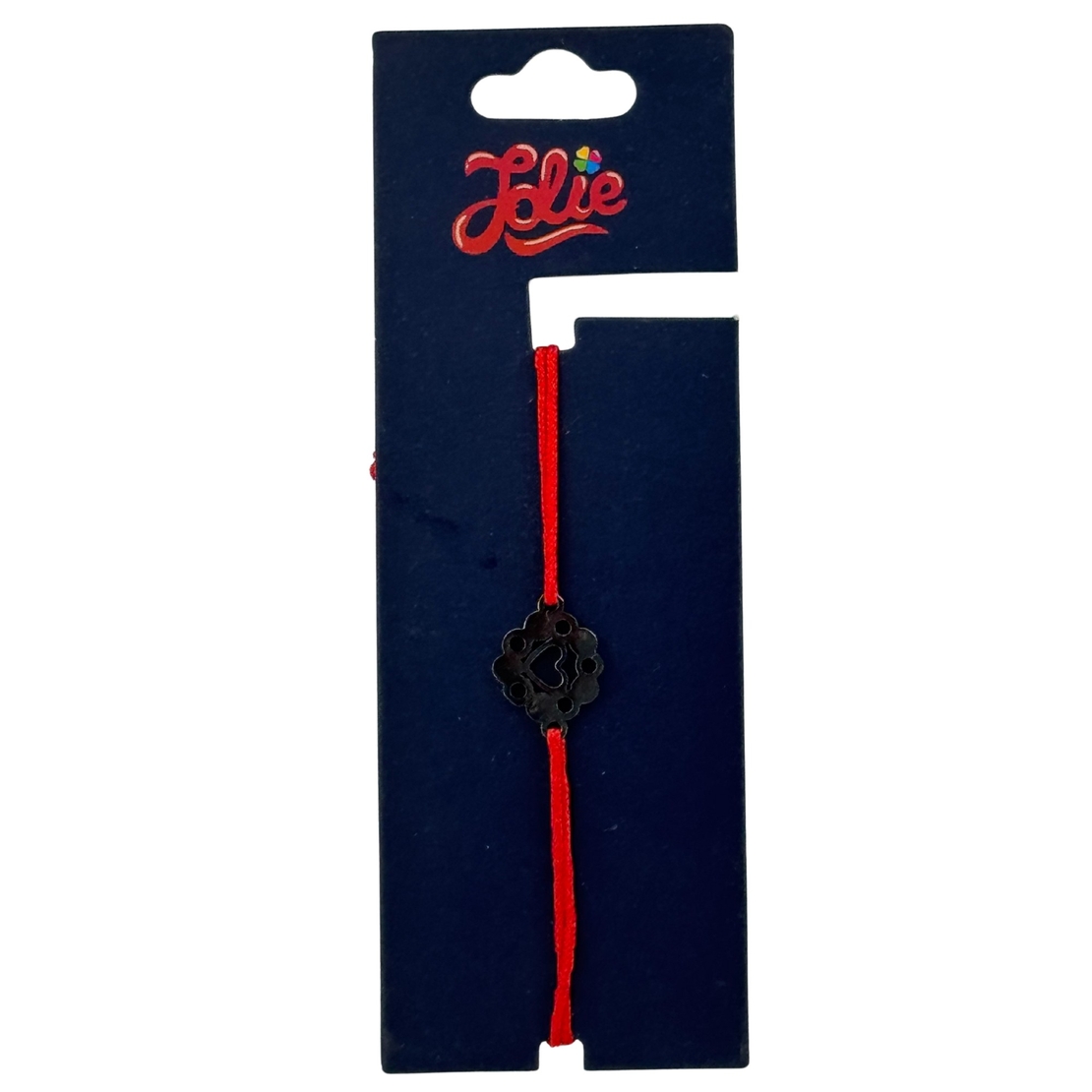 Martisor Bratara din Inox pentru Copii, Jolie, Textil si Inox, Snur Rosu, Model Inima, Argintiu