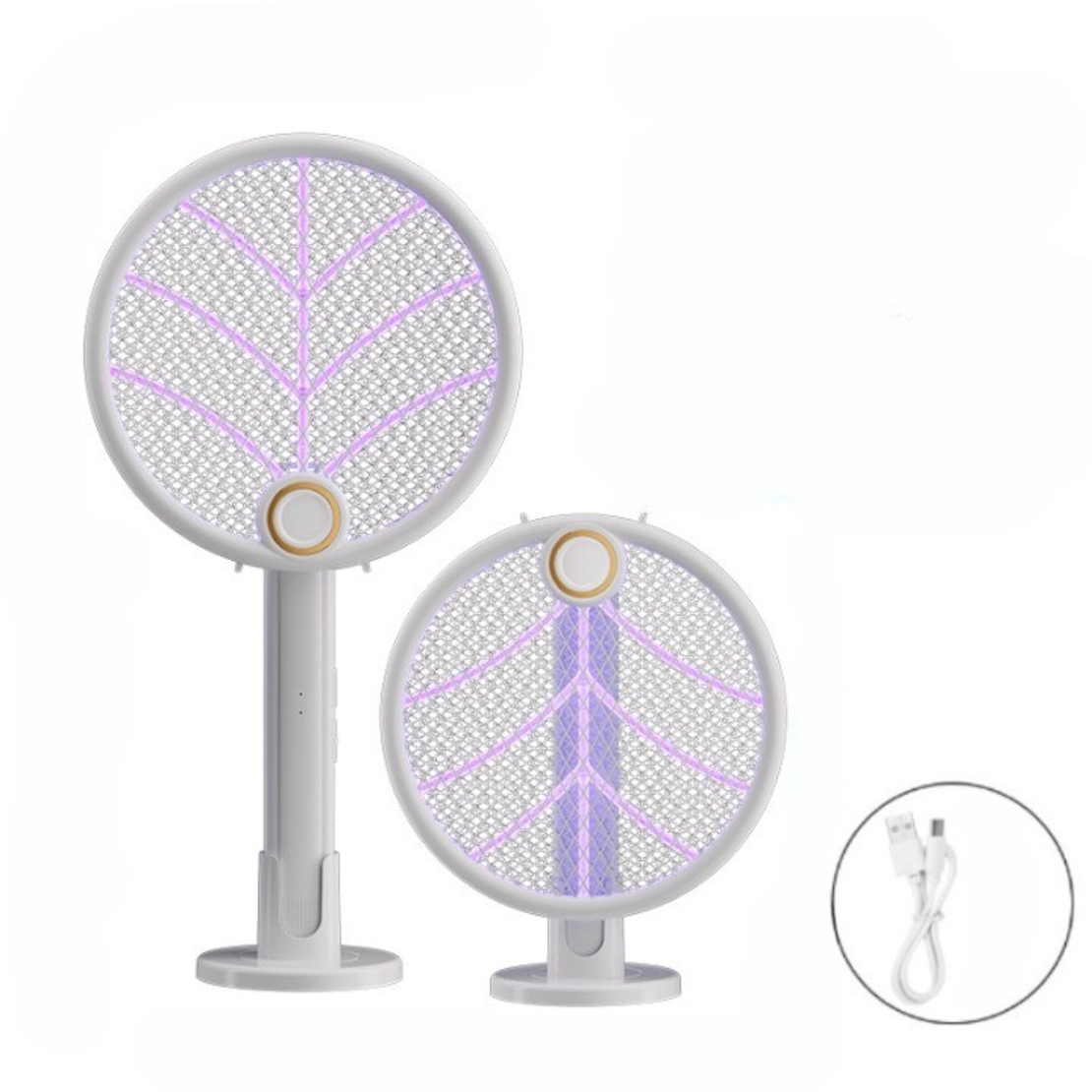 Lampa Electrica Impotriva Tantarilor, Flippy, 42.5 x 22 x 10.5 cm, Reincarcabila cu Cablu USB Inclus, Plasa din Aluminum Alb