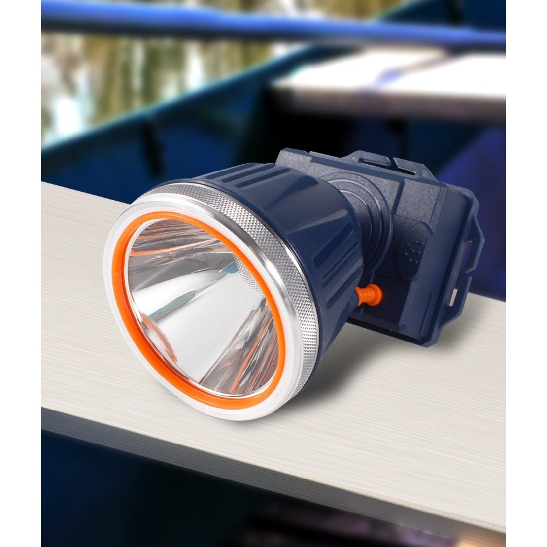 Lanterna LED de Montat pe Cap, Vafy, cu Raza Lunga de Zoom, Reincarcabila USB, Far Telescopic, Rezistent la Apa, Reglabil, pentru Pescuit in Aer Liber, Camping, Lumina Puternica, Lanterna, 10.5x8x6.5 cm, Albastru