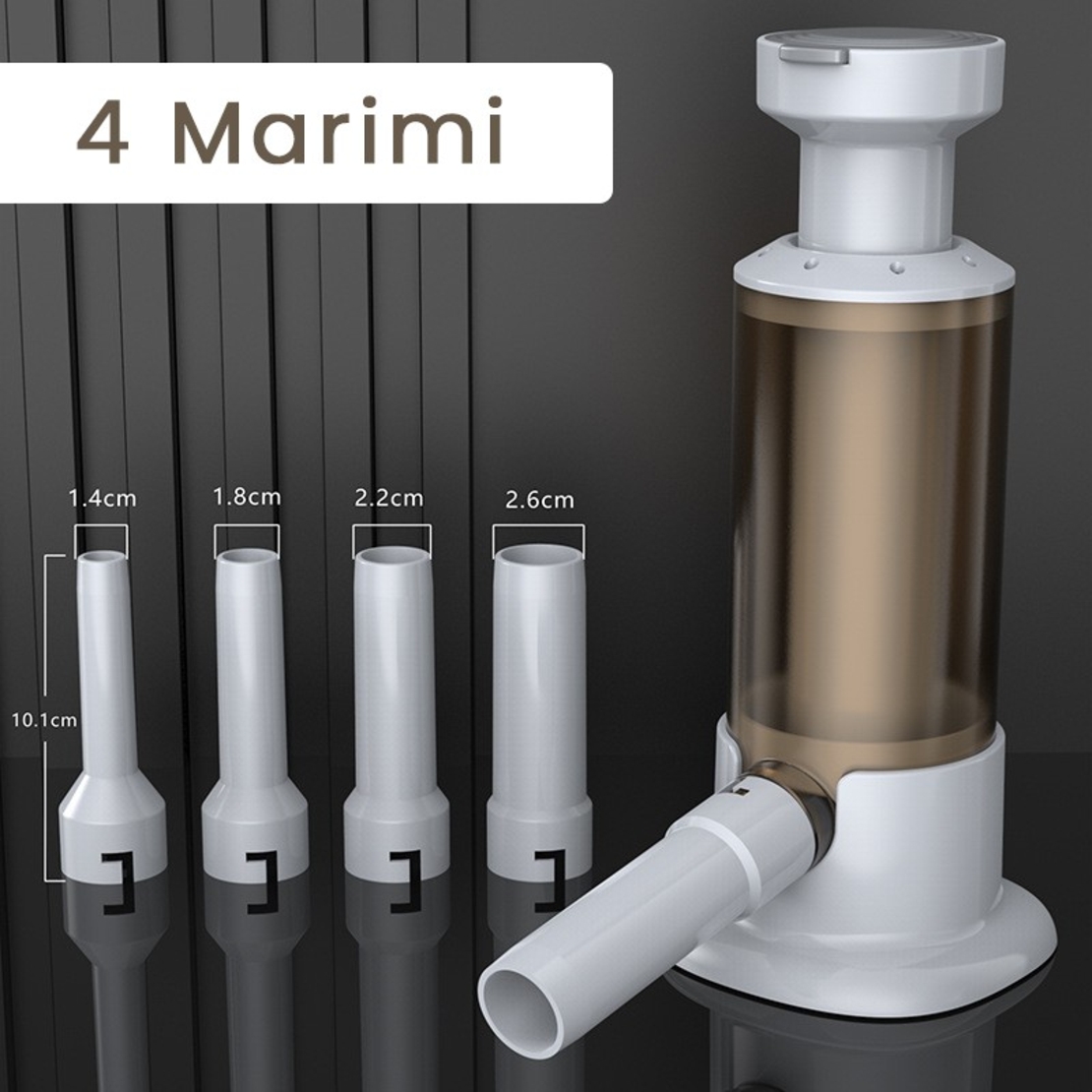 Aparat de Umplut Carnati, Flippy, Manual Rezistent, Usor de Folosit si Depozitat, Durabil, Calitativ, 4 Tuburi/Marimi Incluse, 26.3 x 11 x 11 cm, Transparent Maro