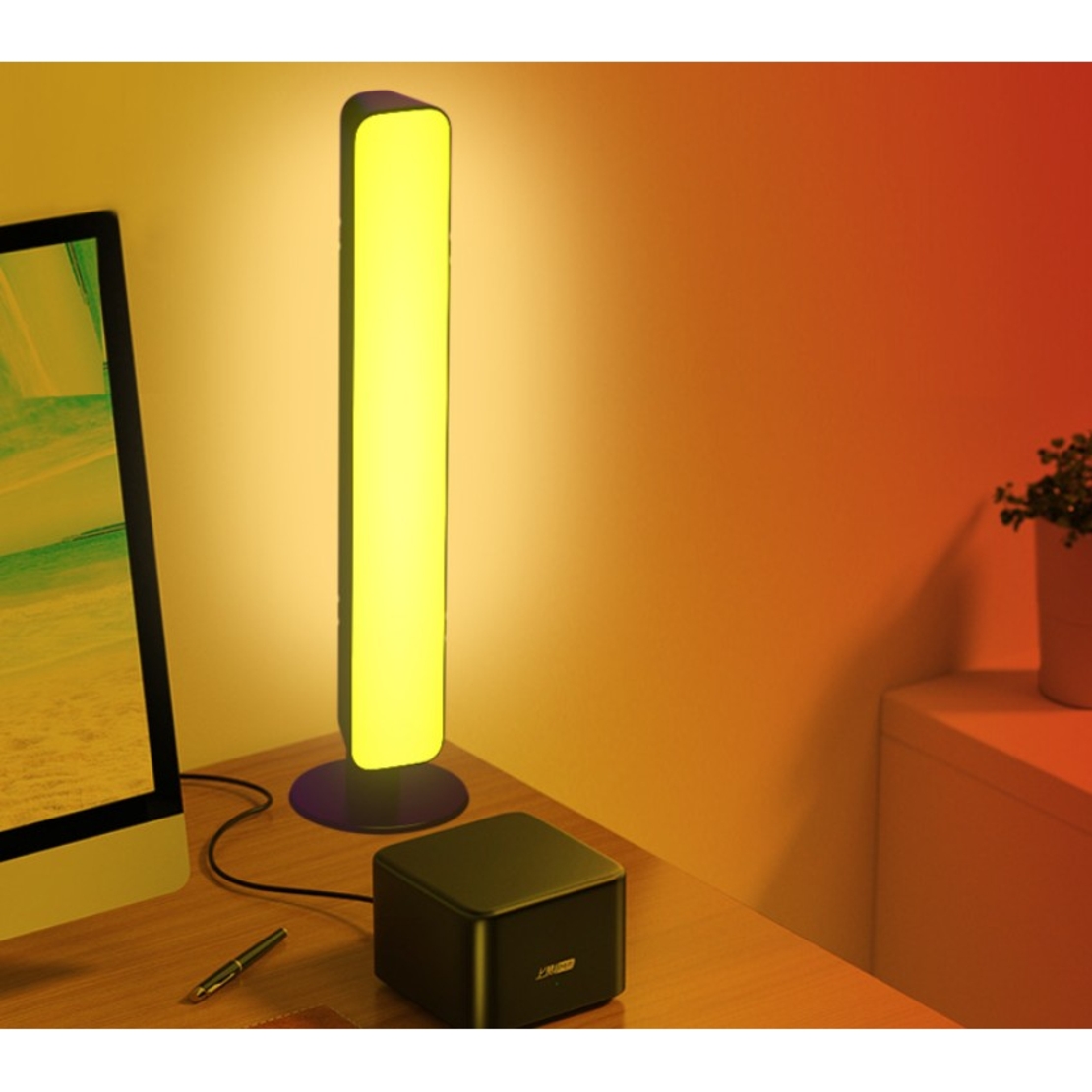 Lampa de Birou, Vafy, RGB Colorat, 14 LED, Putere 5V, Telecomanda cu 24 de Taste, Cablu USB, Negru, 25.5x4x3.5cm