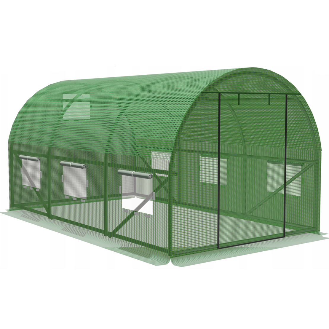 Sera de gradina, tip tunel cu cadru metalic, 350x200cm, verde, 7mp
