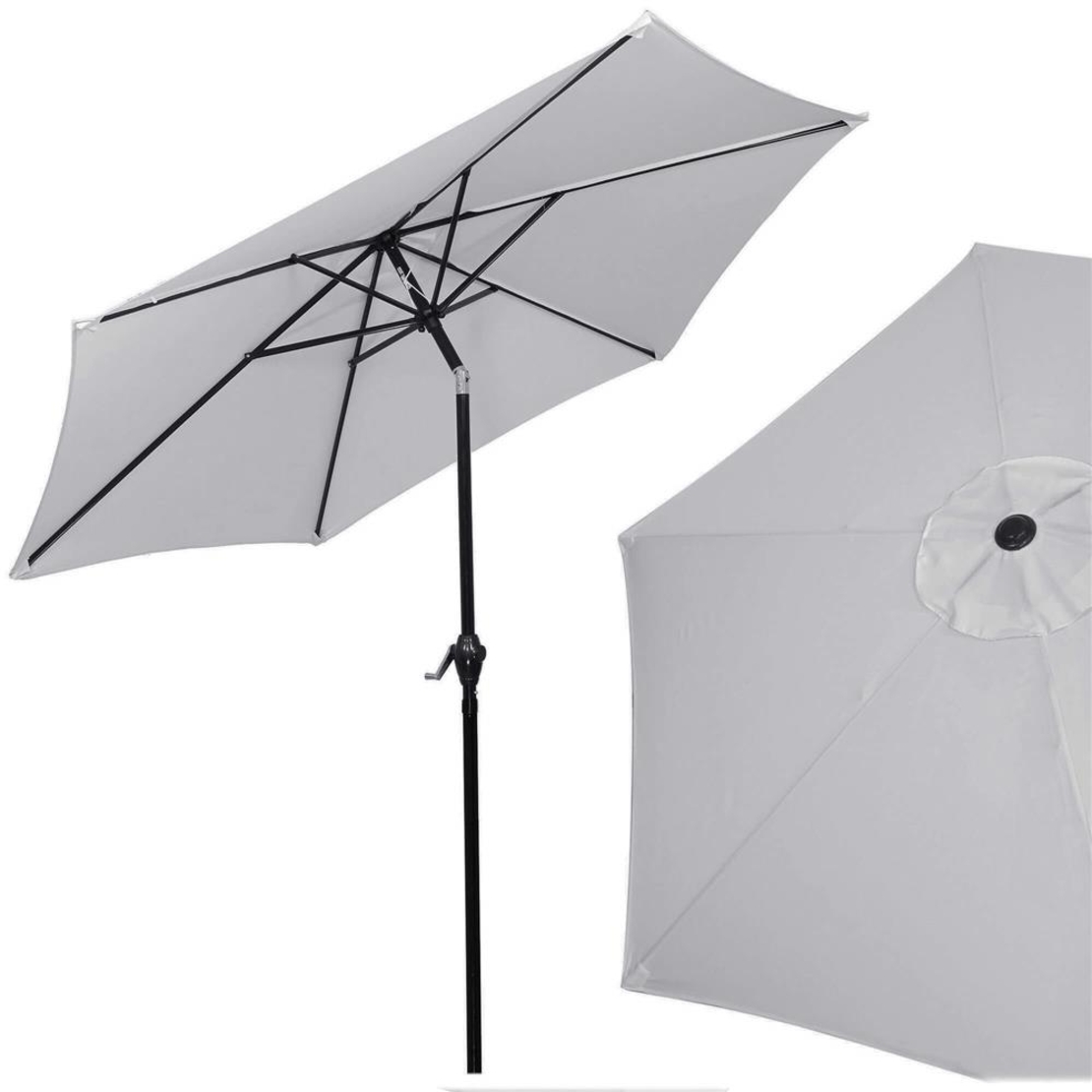 Umbrela terasa gradina, cu manivela si inclinare, diametru 260cm, gri