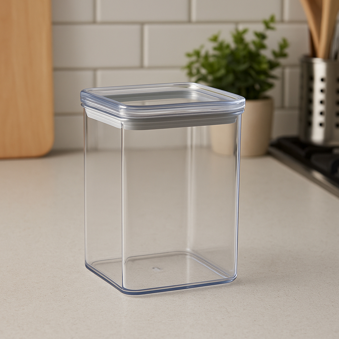 Cutie depozitare patrata 5Five PS, 1 litru, 10x10x14 cm, transparent