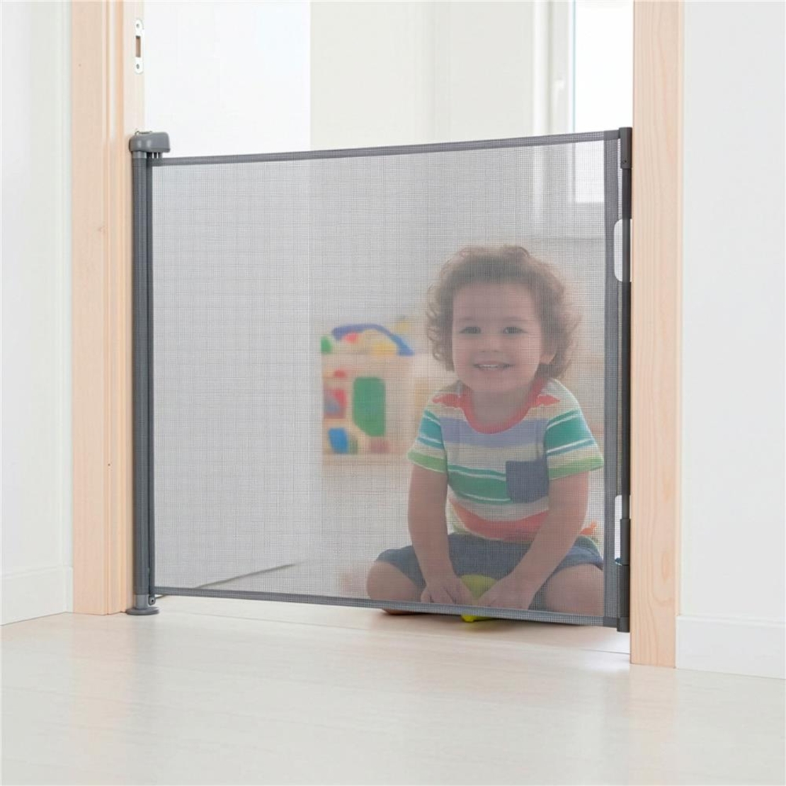 Poarta de siguranta retractabila si extensibila, pentru copii sau animale de companie, 162x86 cm, gri