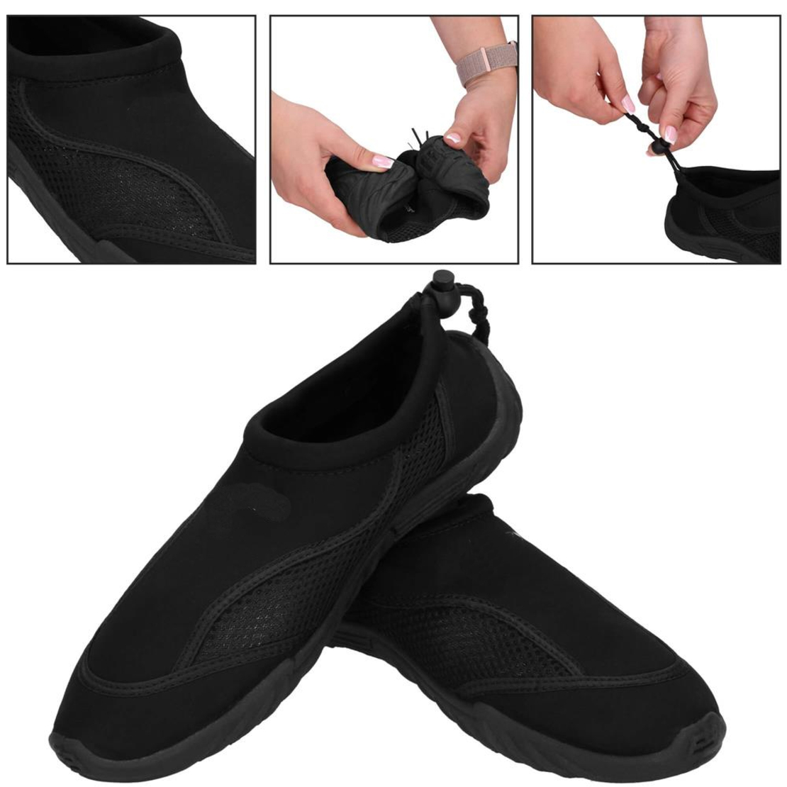 Pantofi apa unisex, material respirabil, talpa EVA antiderapanta, negru, marimea 44