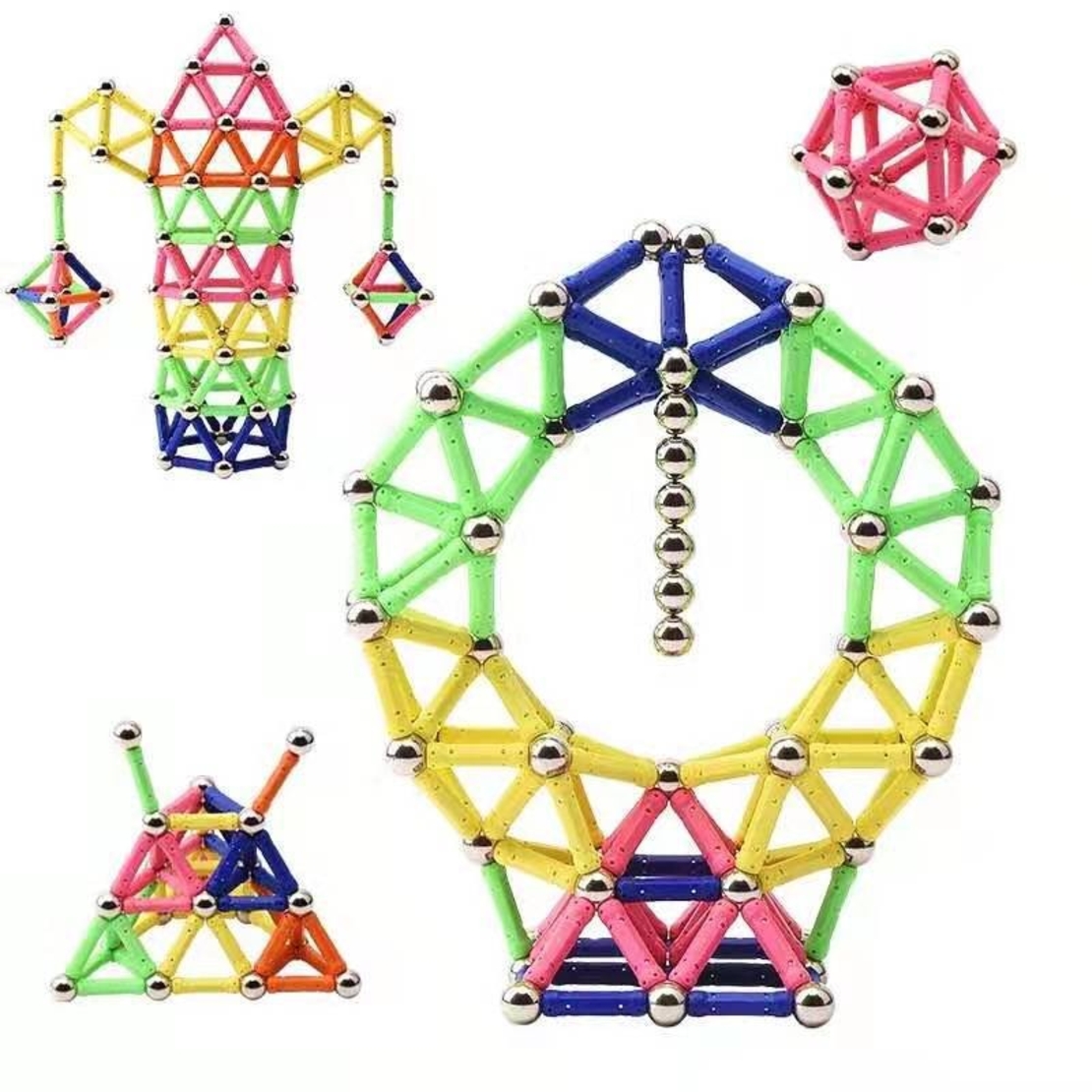 Set 178 Piese Betisoare Magnetice, Flippy, din Plastic/Magnet, +3 Ani, Multicolor