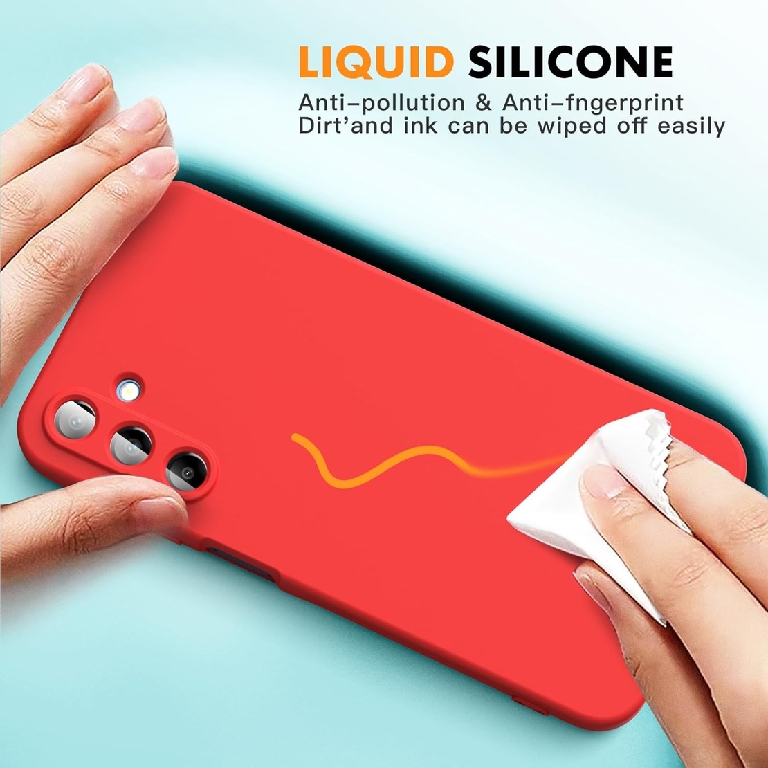 Husa de Protectie, Vafy, pentru Samsung Galaxy A15, Liquid Silicone, cu Microfibra pe Interior, Protectie Antisoc, Compatibil Incarcare Wireless, Rosu