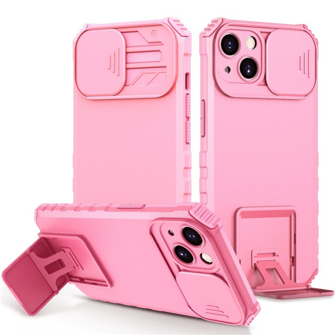 Husa Defender cu Stand pentru Samsung Galaxy A33 5G, Roz, Suport reglabil, Antisoc, Protectie glisanta pentru camera, Vafy