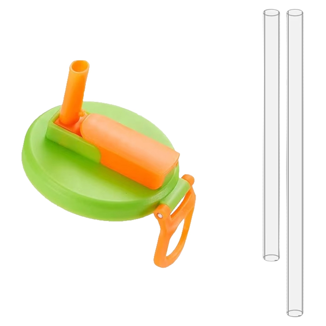 Capac Anti Varsare pentru Doze, Vafy, Model cu Pai Transparent, Reutilizabil, din Plastic, cu Maner Transportabil, 5.4 cm, Verde