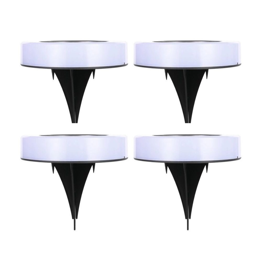 Set 4 Lampi Solare Led pentru Gradina, Flippy, Model Cerc, 10.5 x 2.4 cm, Buton On-Off, Multicolor, Negru/Alb