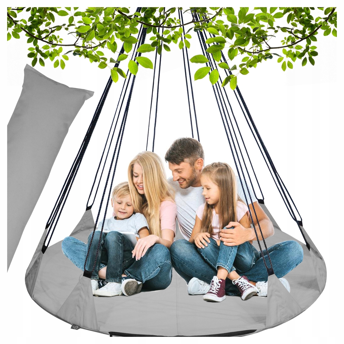 Leagan de gradina XXL Sersimo, suspendat tip pat, 150cm, gri
