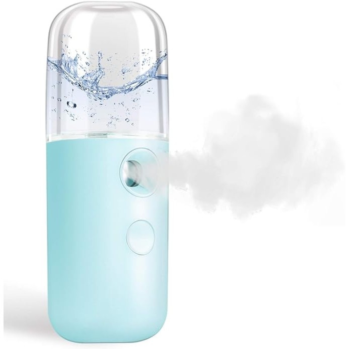 Spray de Hidratare Facială cu Tehnologie Nano, Flippy, Hidratare, Igienizare, Abur Rece, Încărcare USB, Capacitate 30 mL, 10cm, Albastru