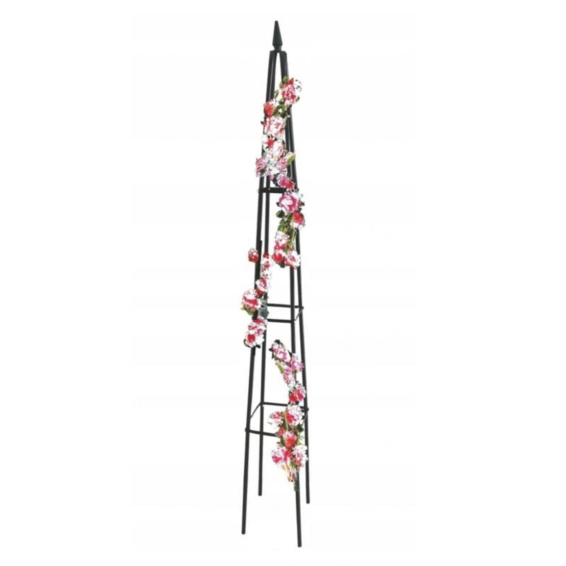 Pergola gradina piramidala pentru plante cataratoare, structura otel, 31x31x200 cm, verde inchis