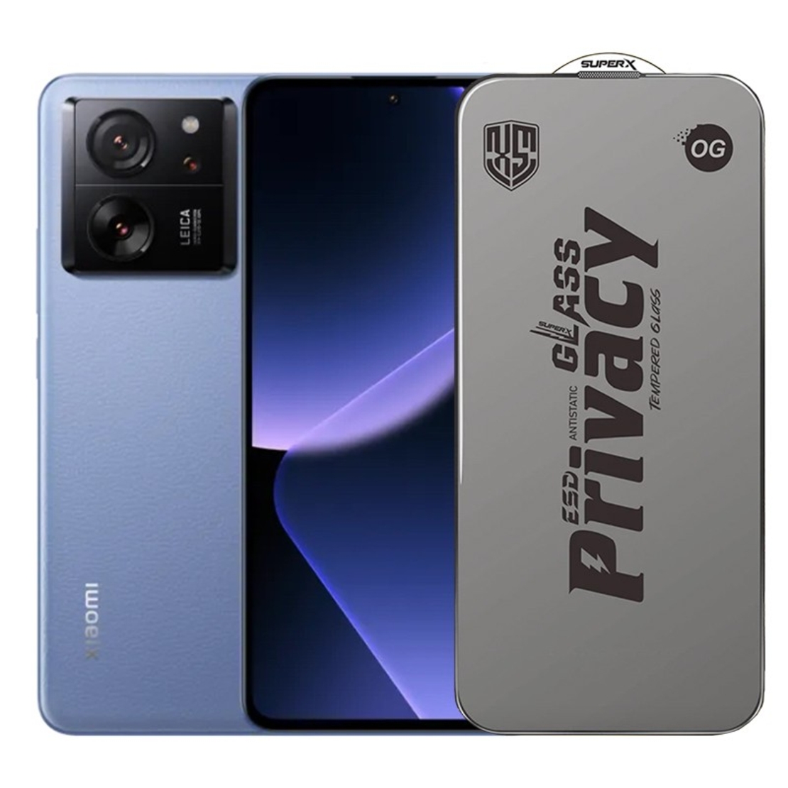 Folie de Protectie pentru Xiaomi Redmi 13T, Vafy, Sticla Securizata ESD Antistatica, Super-X Privacy OG, Margini Negre, 0.30 mm, Transparent Inchis