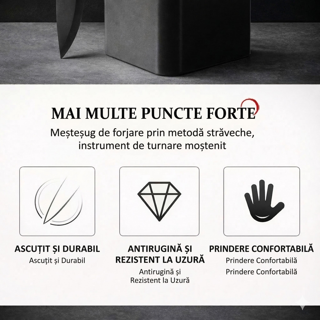 Cutite Bucatarie, Set 9 Piese, Vafy, Otel Inoxidabil cu Acoperire Antiaderenta, Suport Depozitare Inclus, 6 Cutite, Tija Ascutire si Foarfeca Bucatarie, 31 x 10 x 10 cm, Negru