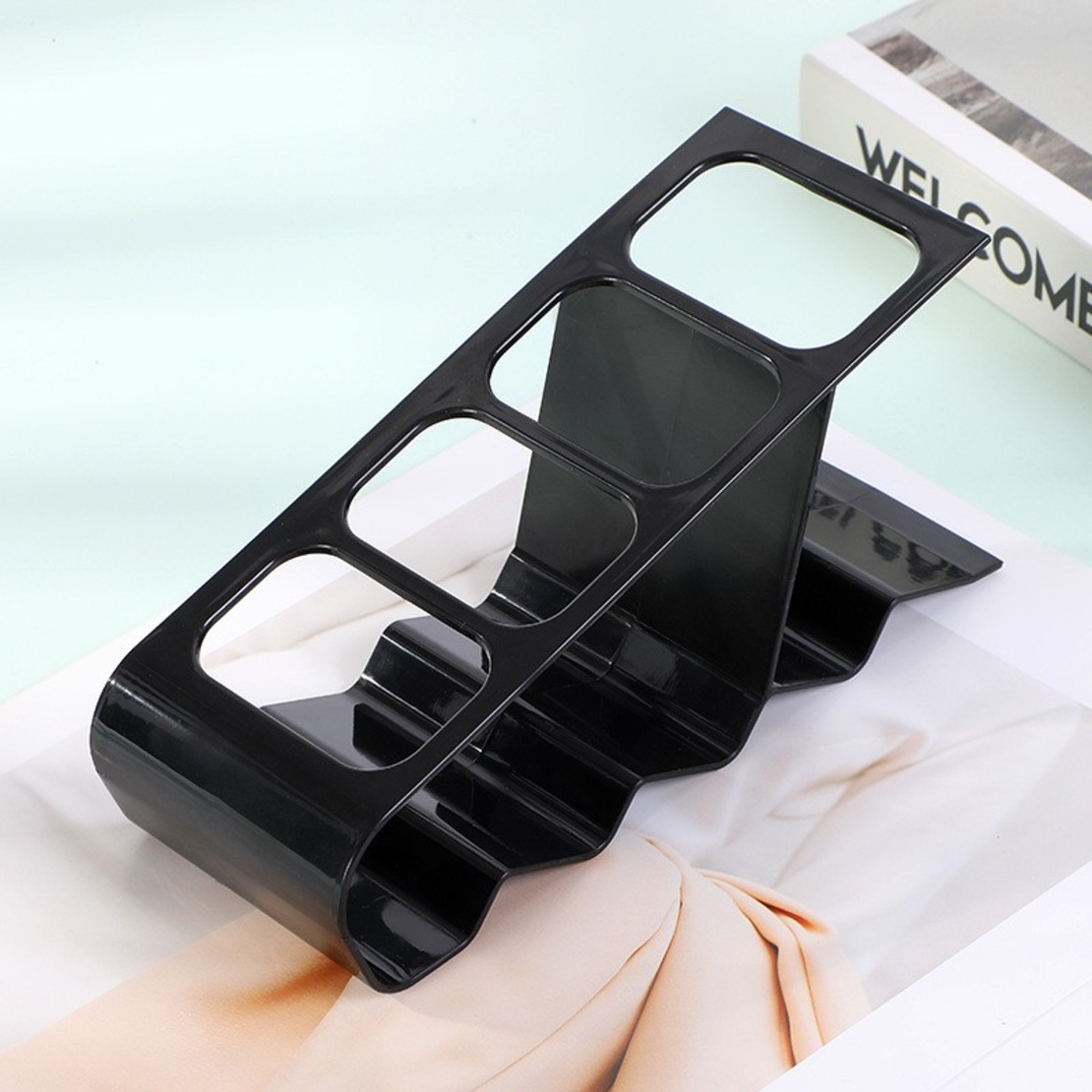 Suport de Birou, Flippy, din Plastic, pentru Telecomenzi, Telefoane, 18 x 7 x 9 cm, Negru