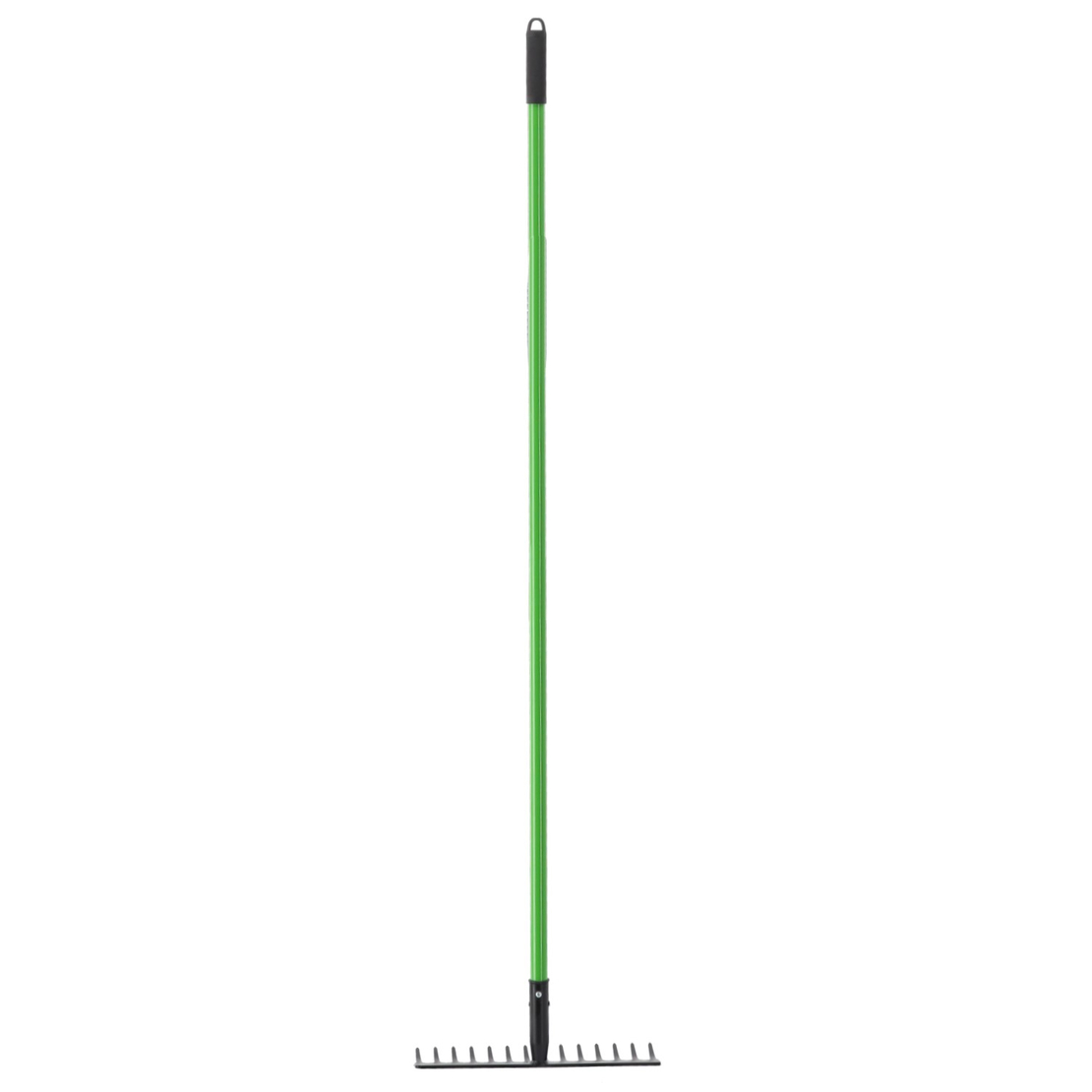 Grebla pentru gradina cu maner din fibra de sticla si cap din otel, 35x8x148 cm, verde si negru