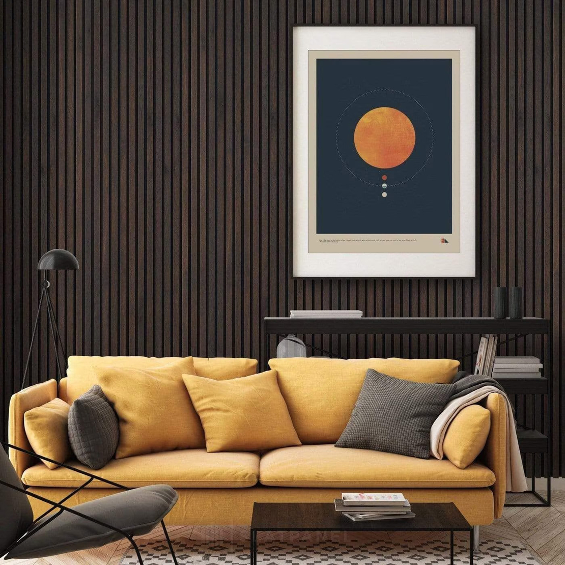 Riflaj MDF decorativ LDA PREMIUM de tip Panou Acustic, Stejar Maro inchis, 260x40 cm