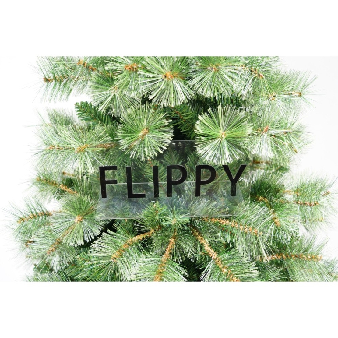 Brad artificial de Craciun tip pin, pentru interior/exterior, inaltime 180 cm, 626 ramuri, Flippy, verde, suport metalic inclus