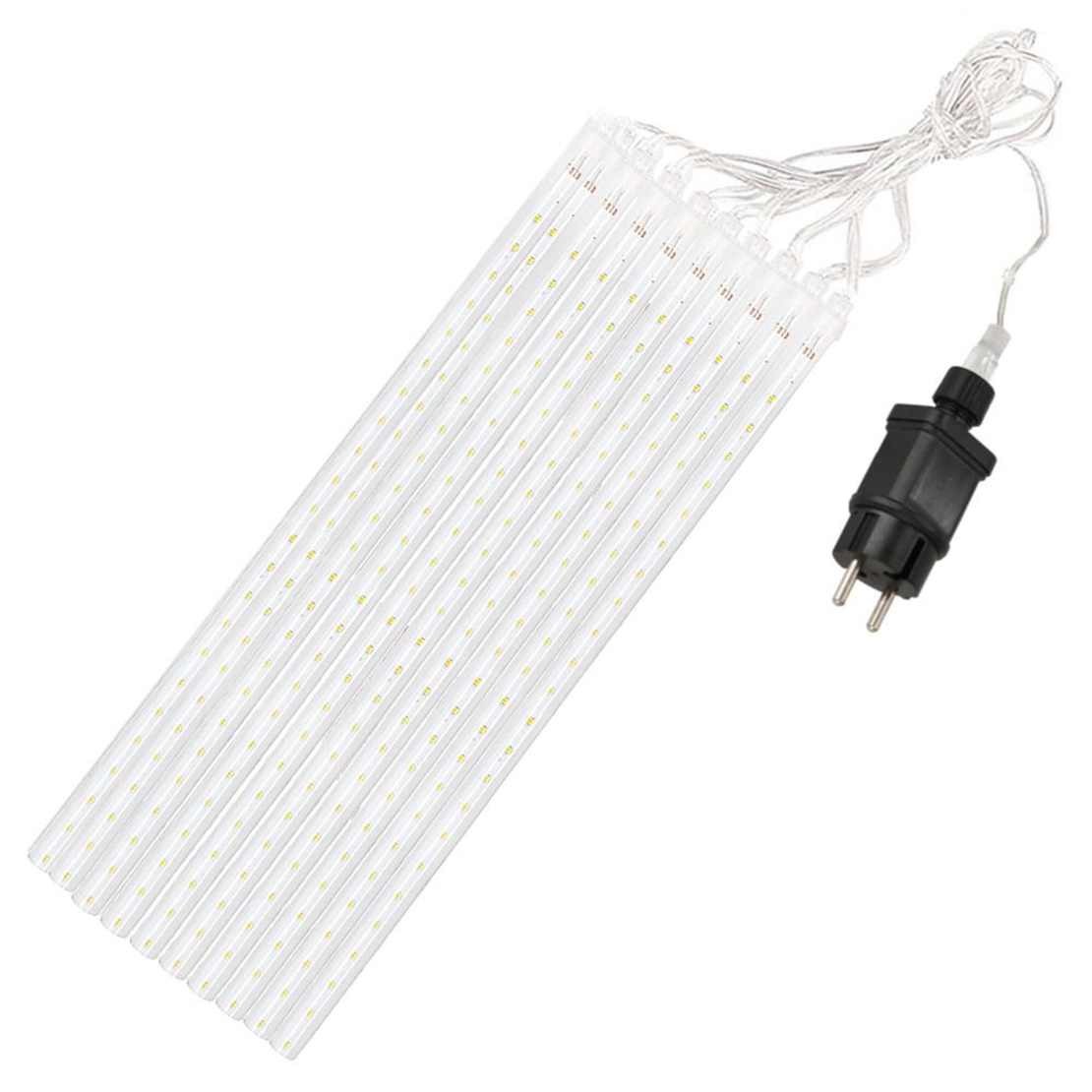 Instalatie de Craciun, 10 tuburi, 50cm, 480 LED, ploaie de meteoriti, alb