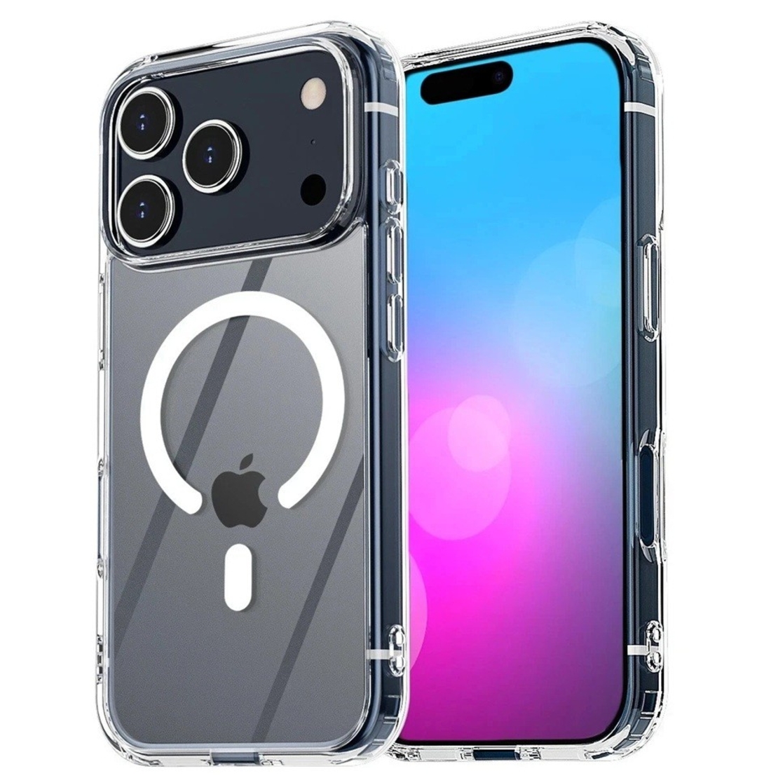 Husa Telefon, Vafy, Compatibila Apple iPhone 17 Pro Max, MagSafe, Antisoc, din Silicon + TPU, Transparent