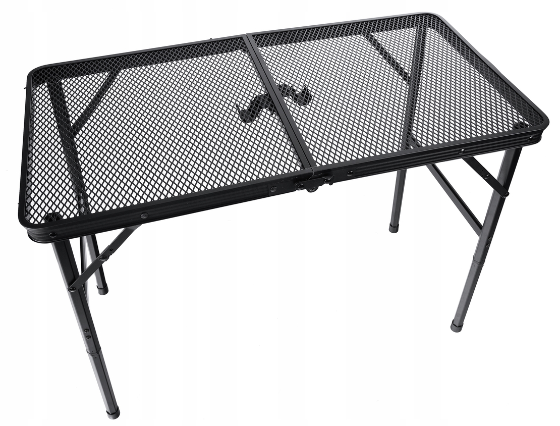 Masa pliabila metalica pentru gradina sau drumetie, 80x40x66cm, inaltime reglabila, neagra