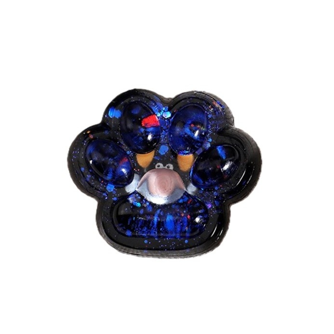 Jucarie Antistres Squishy, Flippy, cu Revenire Lenta, Squeeze Pinch Family, Model Cat Paw, 6.5 x 6 cm, din Tpr, 4-6 Ani, Model 3 Vietati Marine, Negru cu Insertii