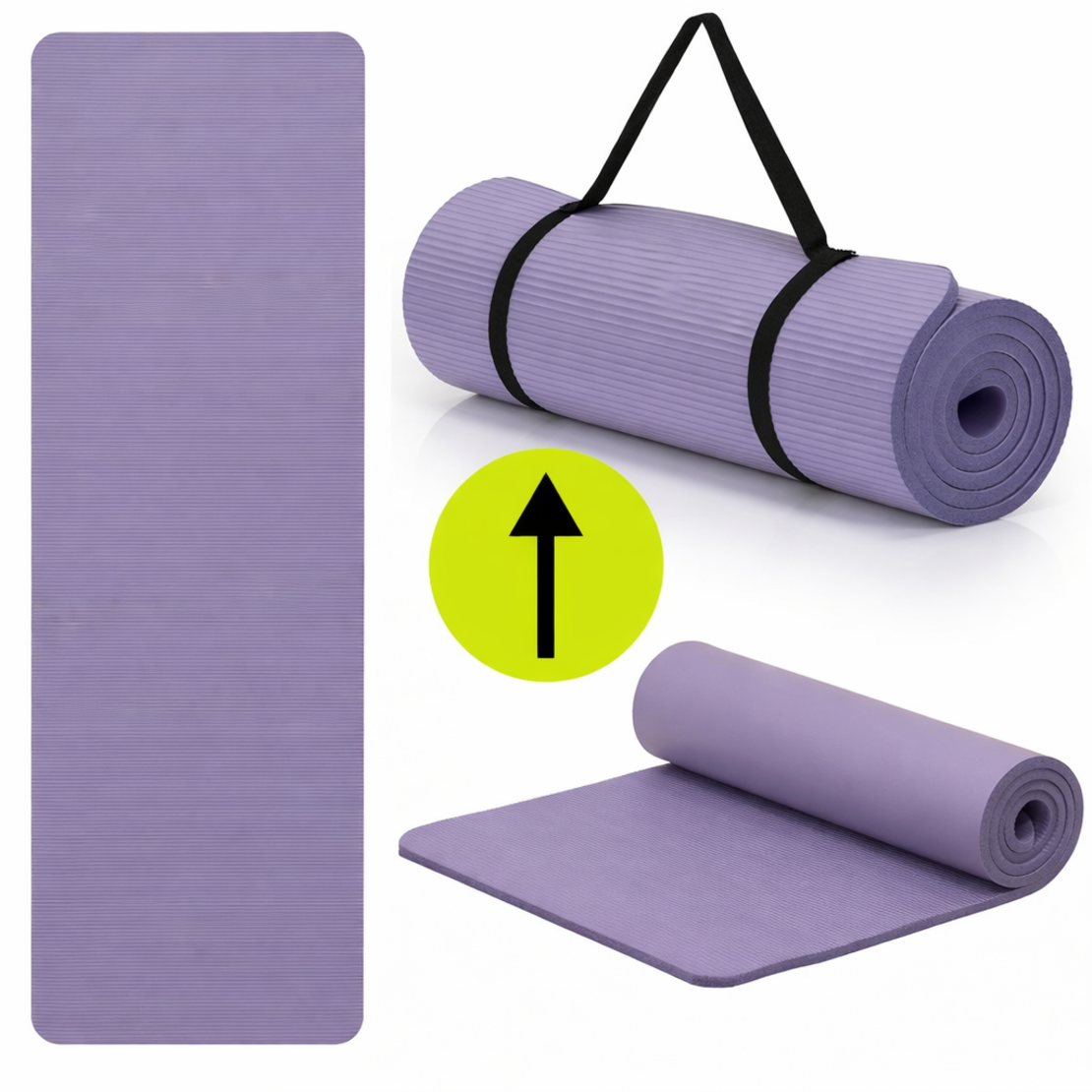 Saltea fitness antiderapanta din NBR, 183x61x2 cm, cu curea transport, mov