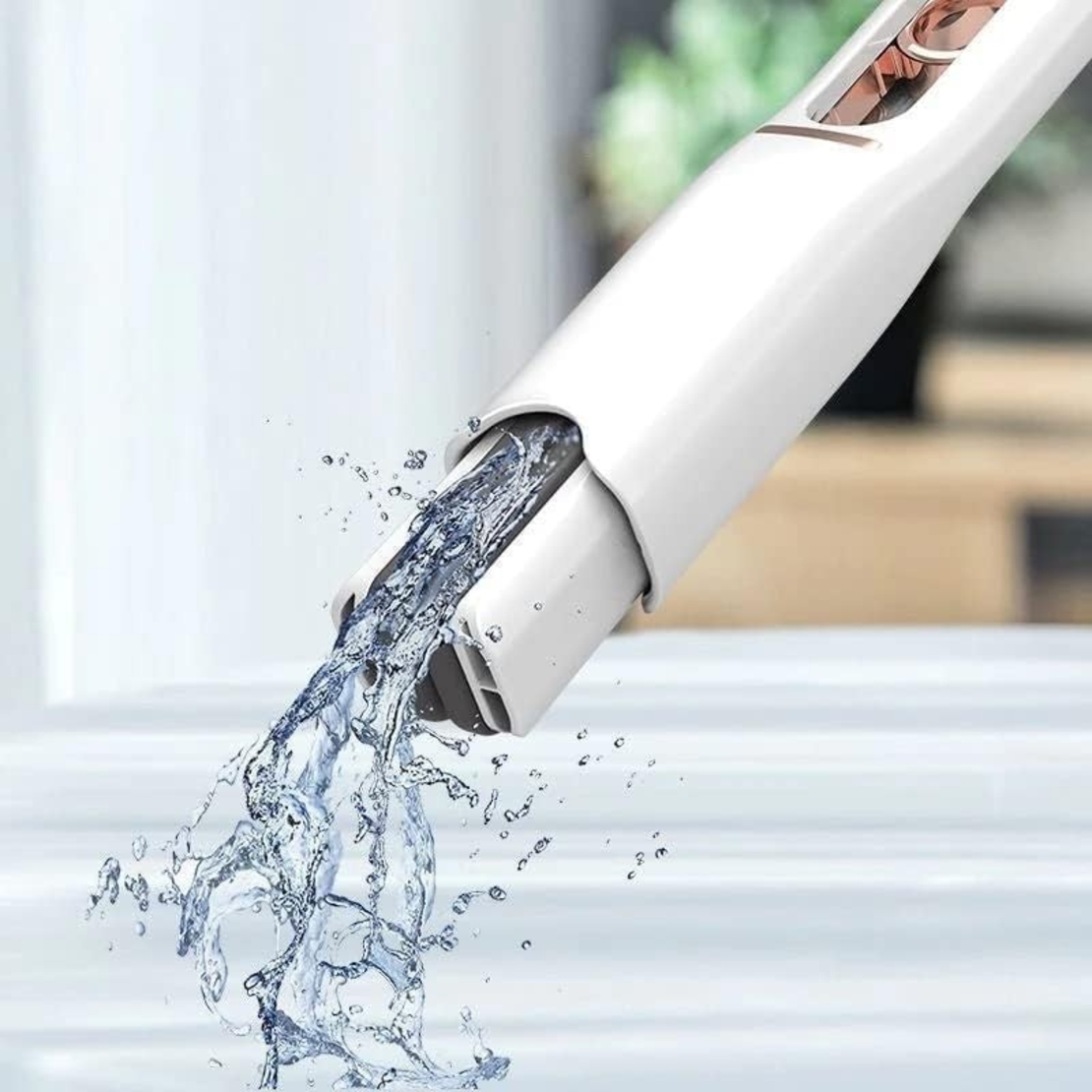 Mop de Mana Flippy, Mini-Portabil, cu Sistem de Stoarcere, Dispozitiv de Curatat Manual, cu Burete Absorbant, din PVA, 29.5 x 15.5 cm, 2 Rezerve, Alb