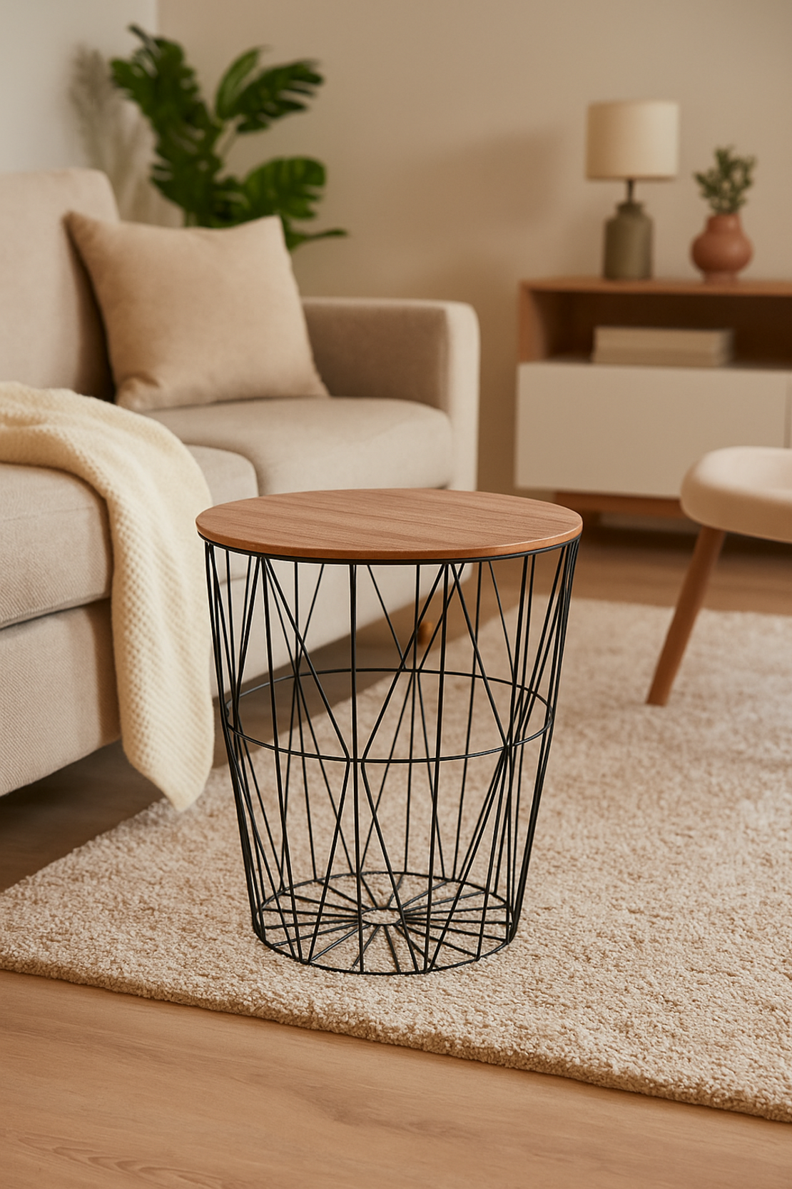 Masuta cafea Atmosphera Kumi, otel si MDF, 47x57 cm, negru