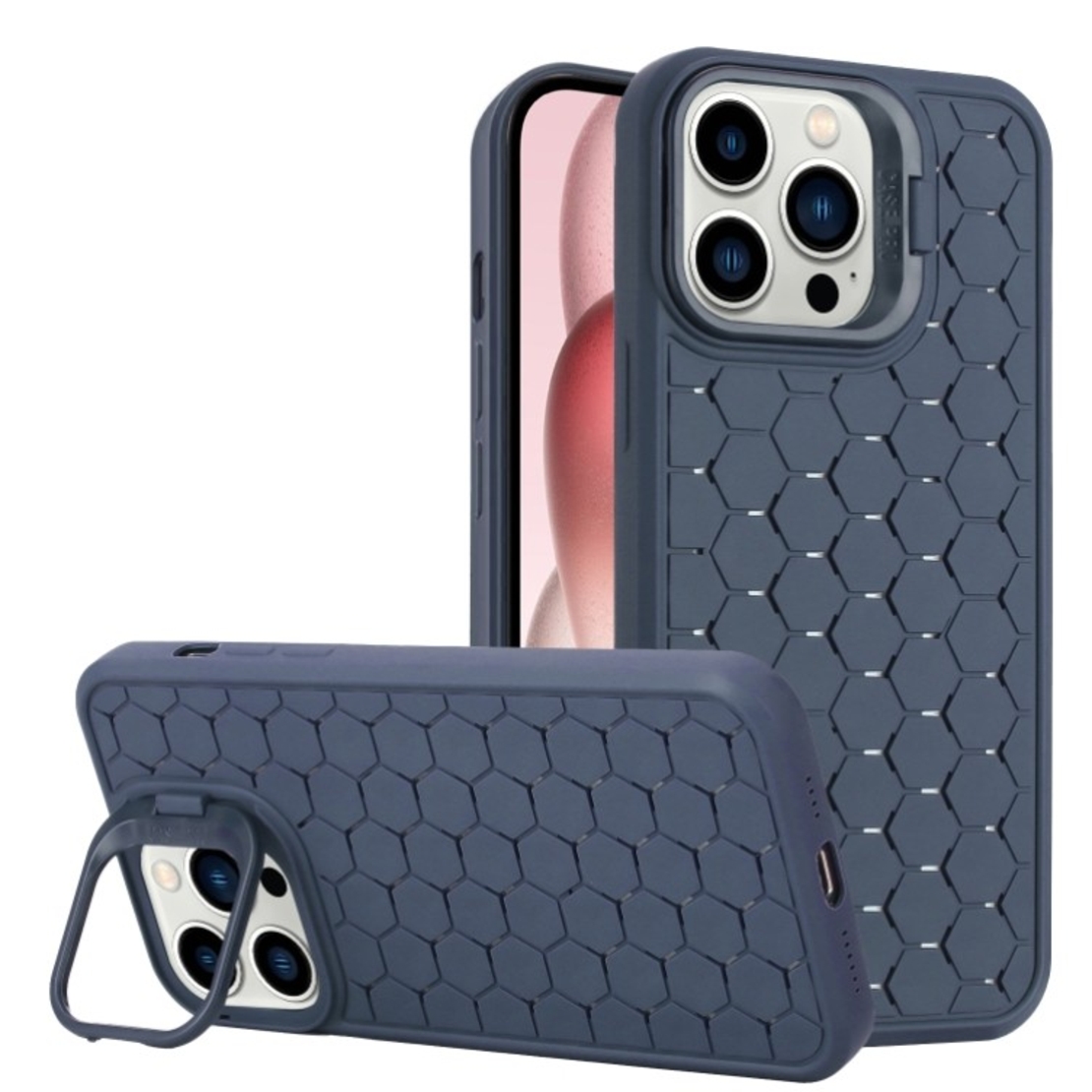 Husa de Protectie TPU, Vafy, pentru Apple iPhone 15, 3D Cube, cu Inel, Protectie Camera, Antisoc, Antizgariere, Antialunecare, Acoperire Completa, Albastru