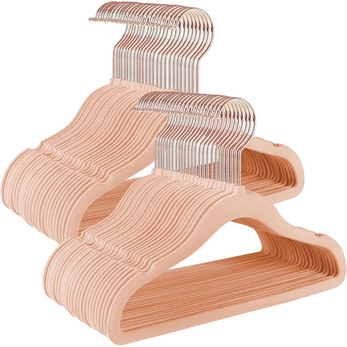 SONGMICS Set de 50 de umerase copii din catifea, antialunecare, carlige rotative 360°, 30 cm, roz