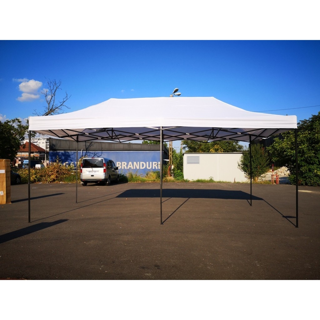 Cort Pavilion 3x6m Alb Pliabil Cadru Metal pentru Curte, Gradina, Evenimente