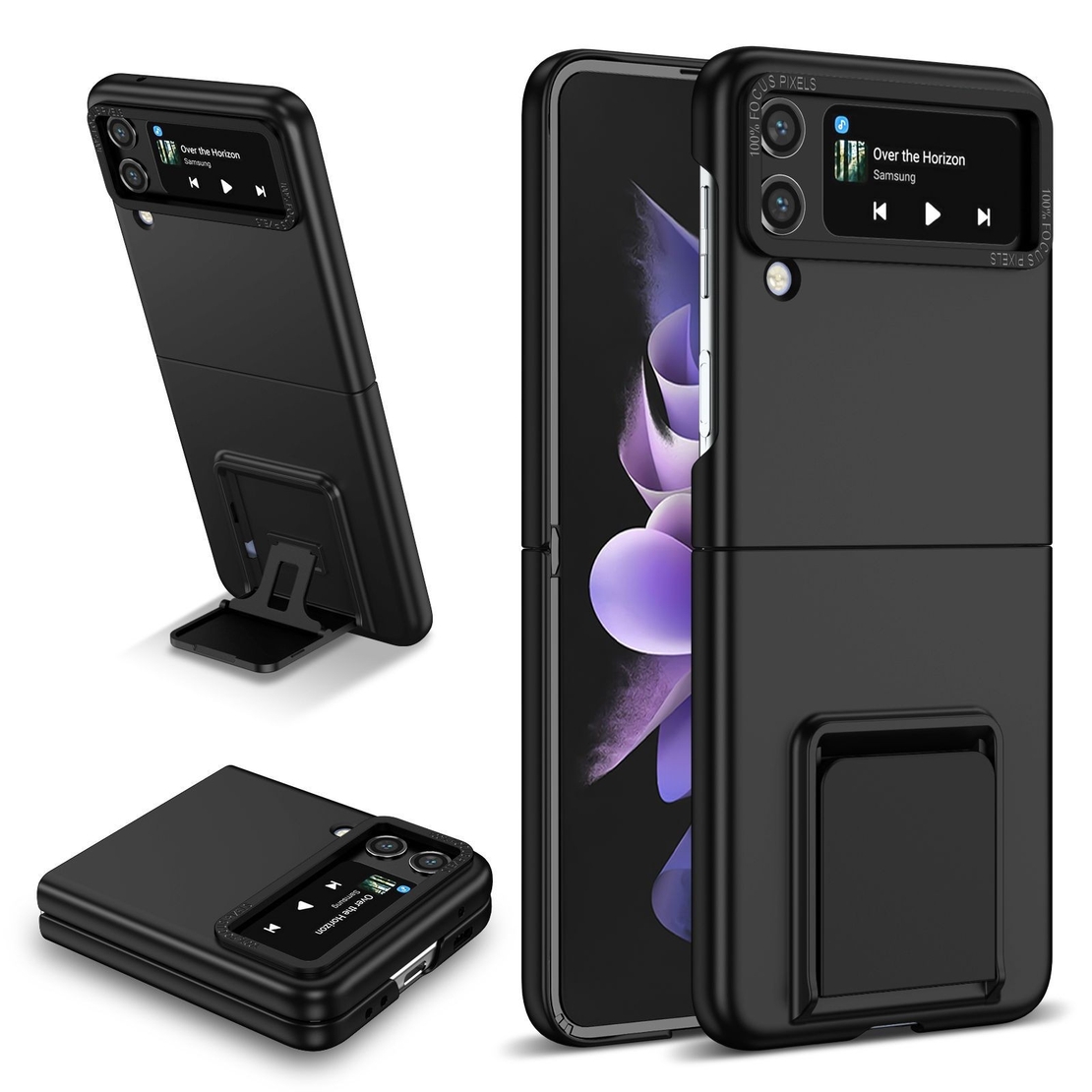 Husa de protectie Vafy, Pliere Tridimensionala, Multifunctionala, PC, pentru Samsung Galaxy Z Flip 3 , Negru