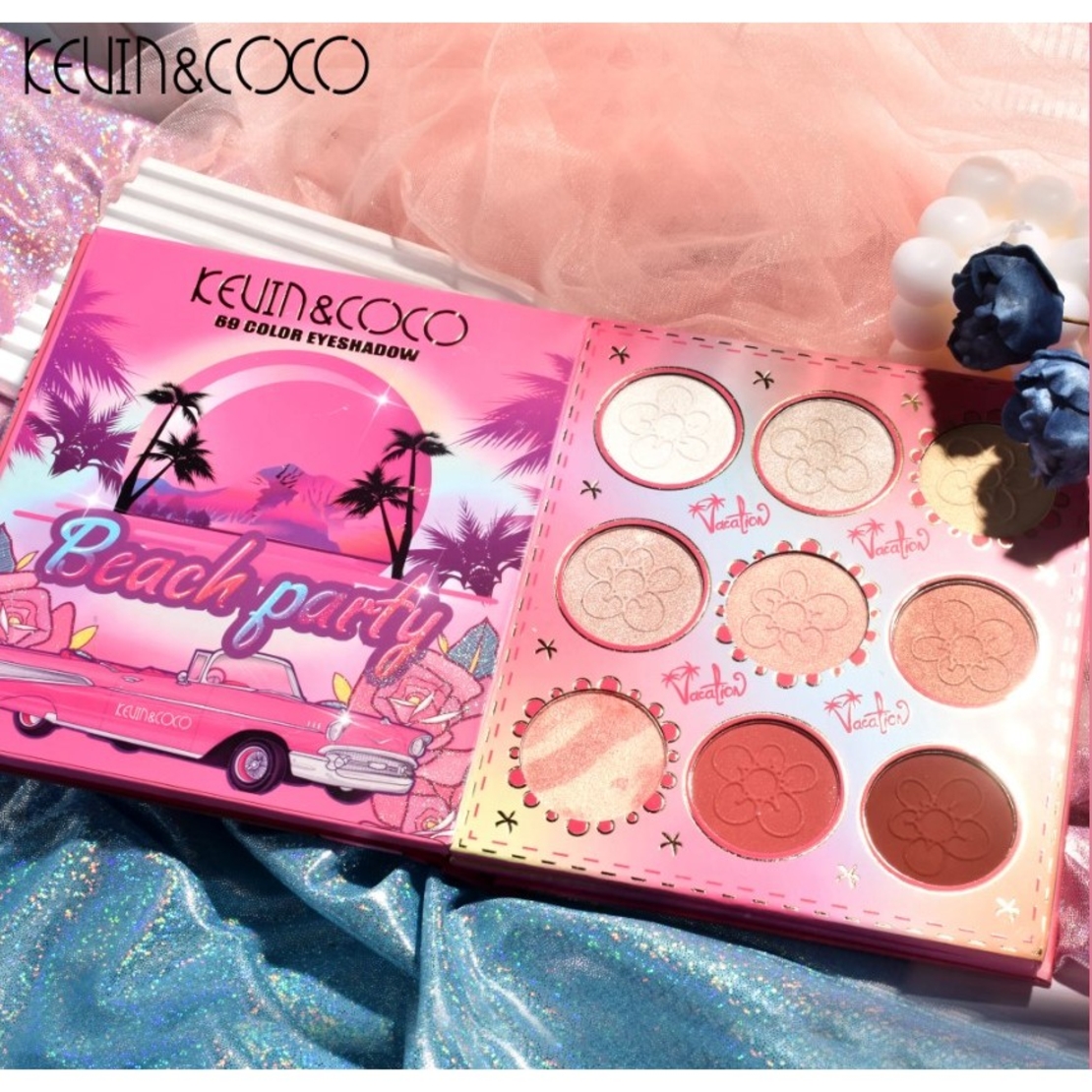 Paleta farduri Kevin&Coco, 69 nuante, blush, iluminator, conturing, deschidere tip carte, 18.6 x 16.5 cm, 97 g, multicolor, model 2