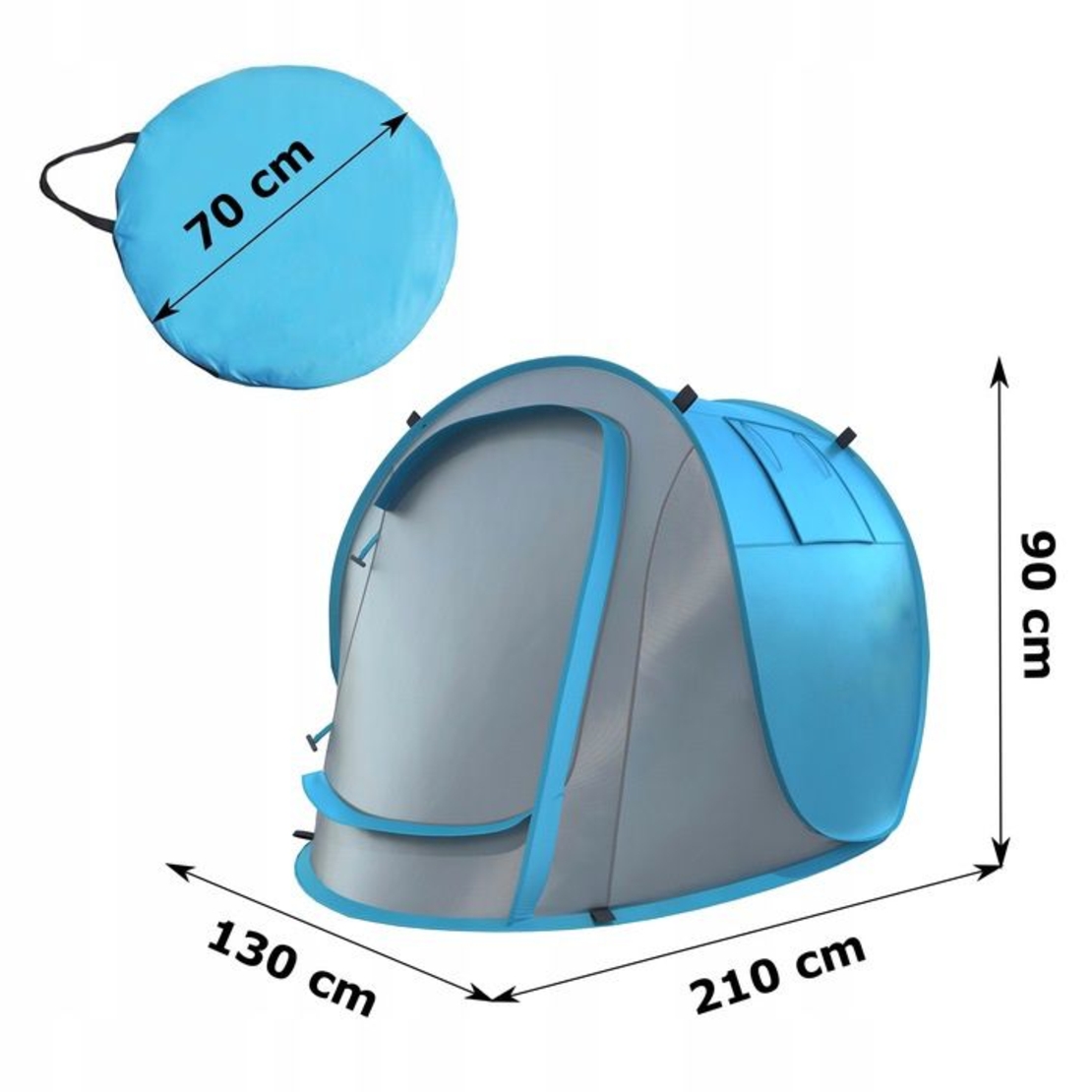 Cort plaja si picnic Sersimo, protectie UV, 210x130x90 cm, portocaliu gri