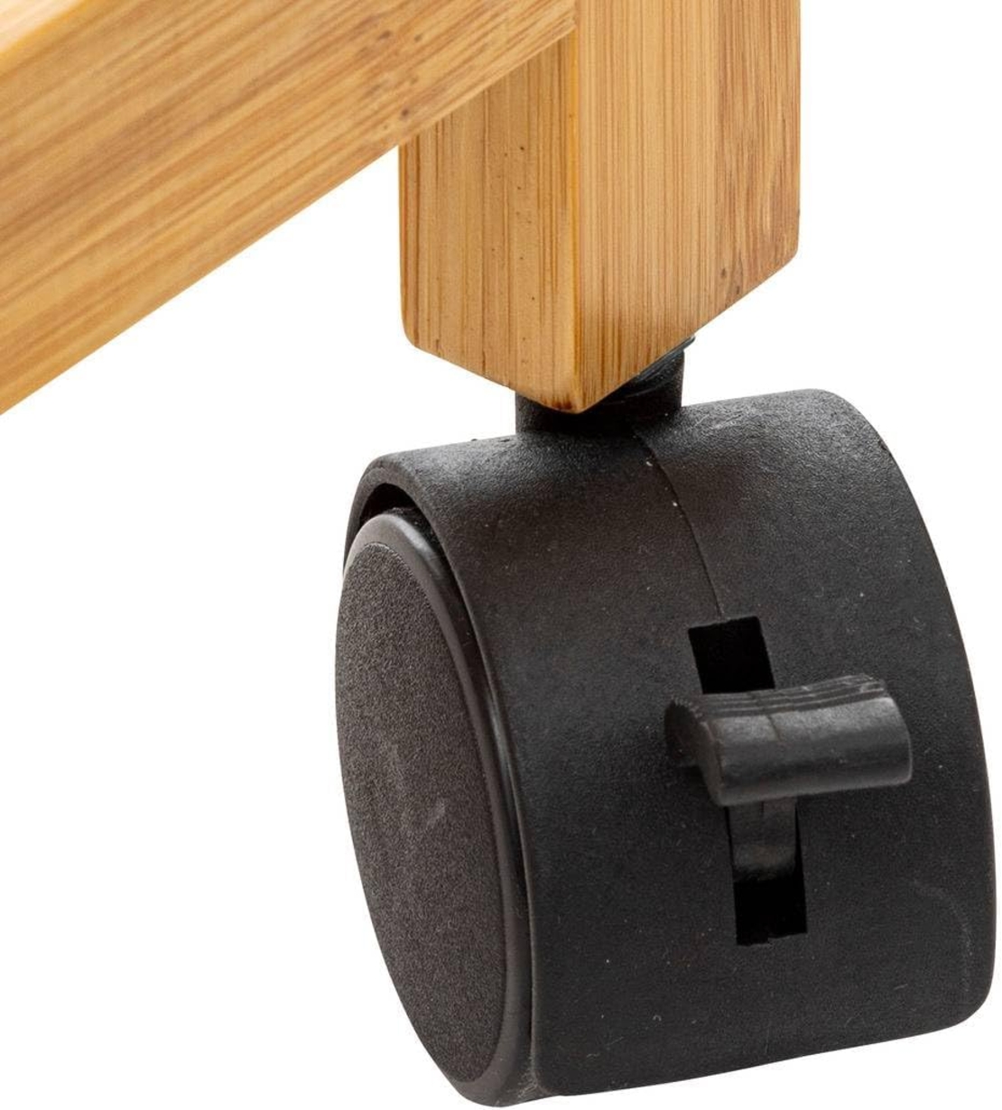 Cos rufe 5Five Bambou pe roti, cadru bambus, 52 litri, 55x28x80 cm, bej