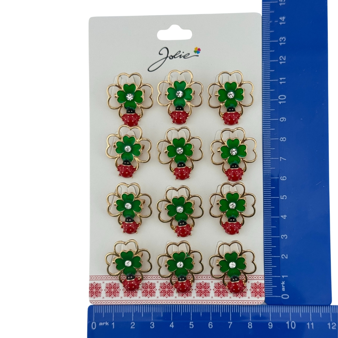 Set 12 Brose Martisor Primavara, Jolie, Model Trifoi cu Buburuza
