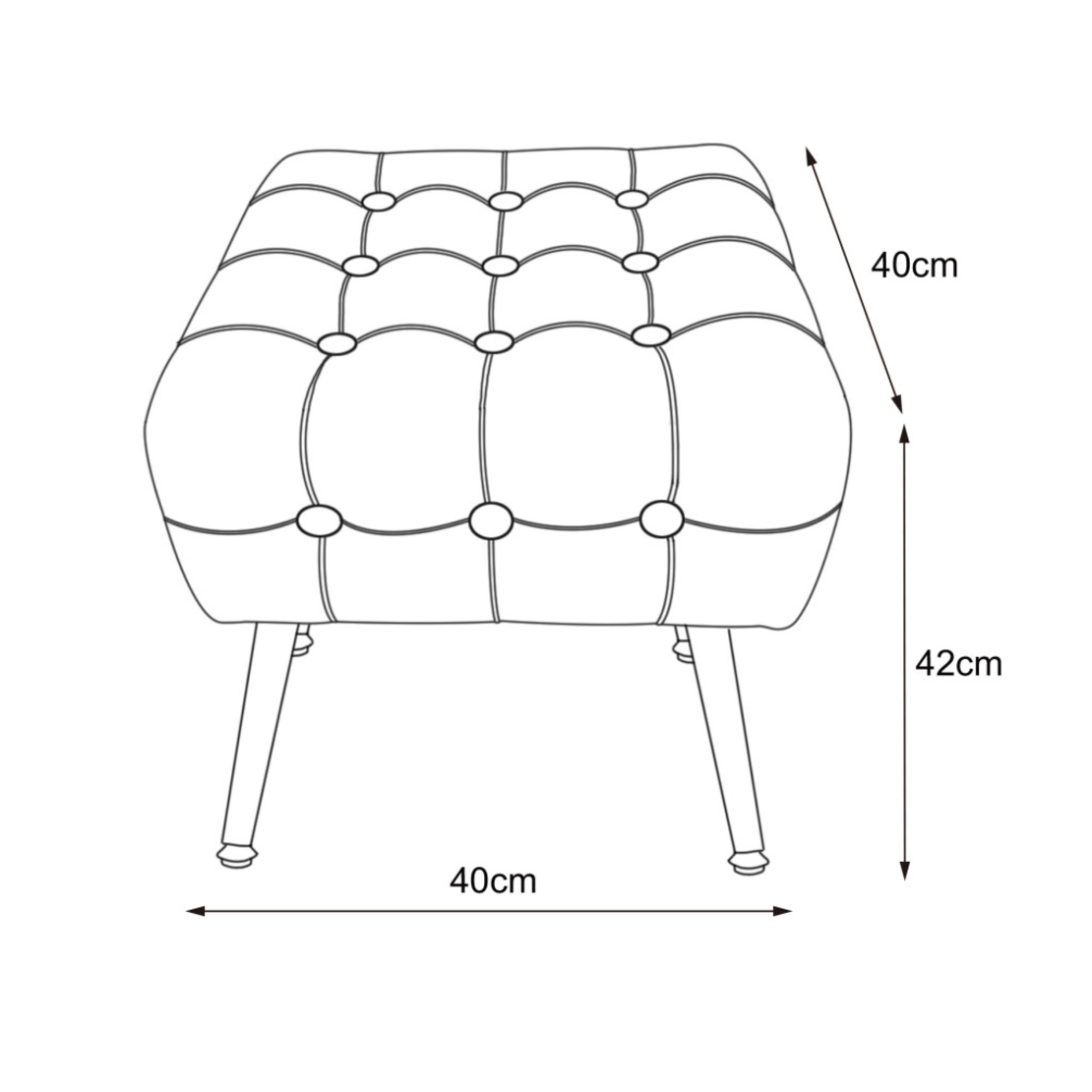 Taburet tapitat Quadra, velur, cu picioare metalice, 40x40x42 cm, bej