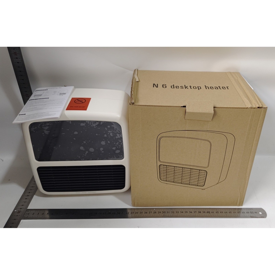 Mini Aeroterma Portabila, Vafy, Display LCD, Flacara Tip Semineu, 1500W, 2 Trepte, Oprire Automata, 22 x 22 x 15 cm, Alb