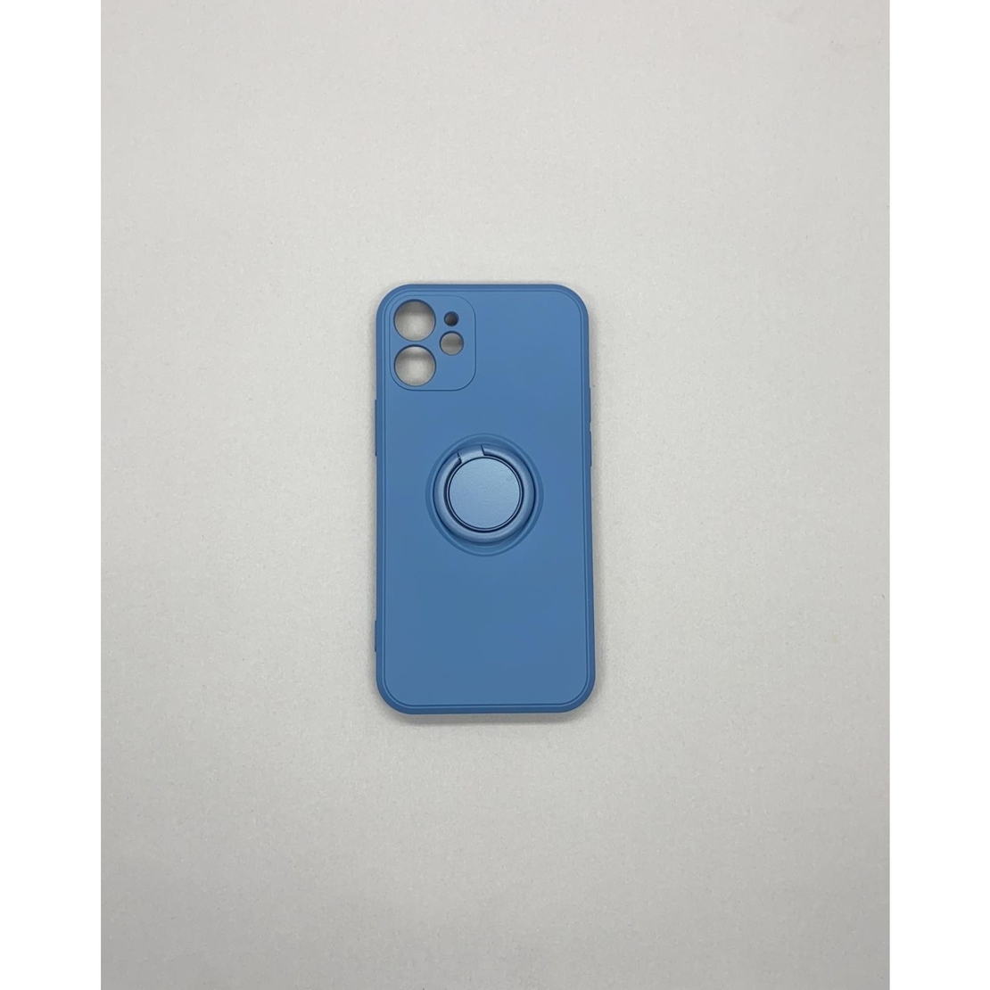 Husa protectie Vafy compatibila cu Apple iPhone 12 Liquid Silicone Ring cu suport rotativ Albastru