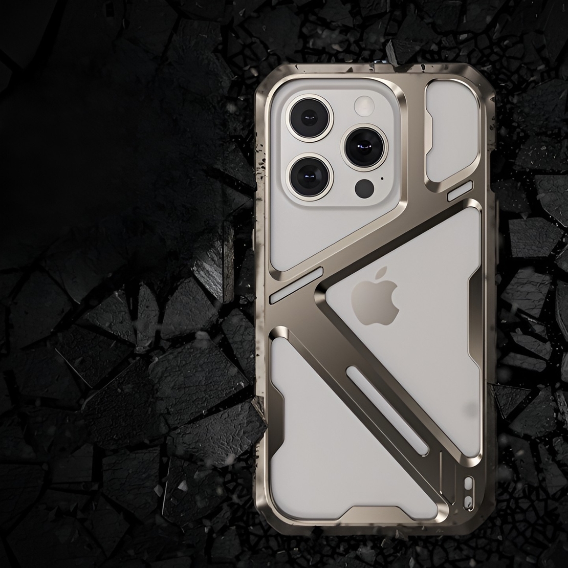 Husa de Protectie Armor Metal Compatibila cu iPhone 15 Pro, Vafy, Antizgariere, Antisoc, Protectie Supraincalzire, Gri Metalizat